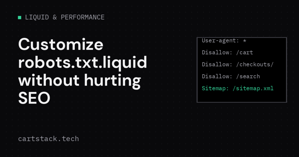 Cover graphic for editing Shopify robots.txt.liquid safely