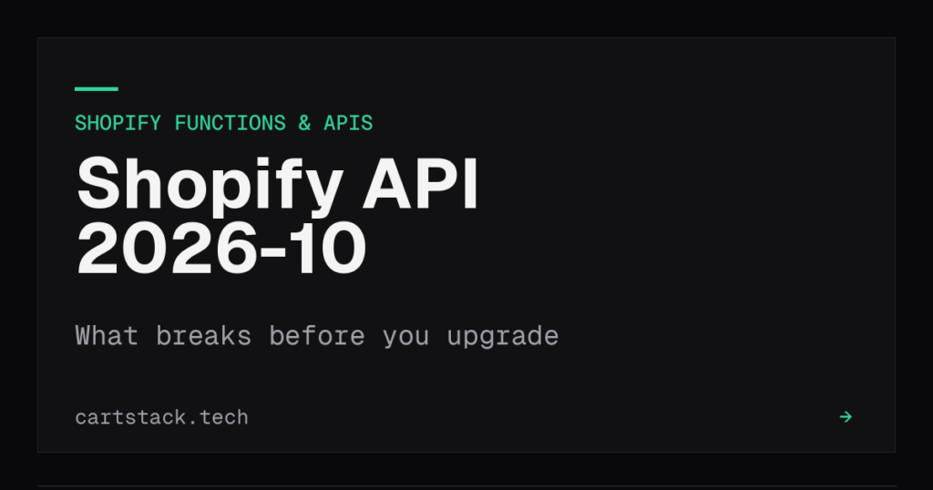 Cover graphic for the Shopify API 2026-10 upgrade checklist