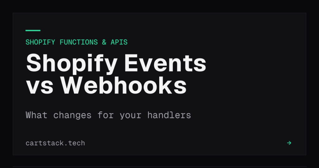 Cover graphic for Shopify Events versus webhooks