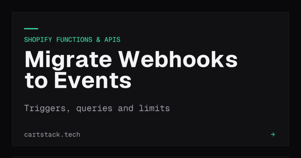 Cover graphic for migrating Shopify webhooks to Events