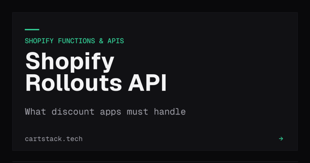 Cover graphic for the Shopify Rollouts API and discount apps